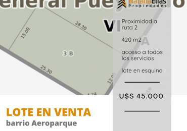 Lote en venta barrio Aeroparque 